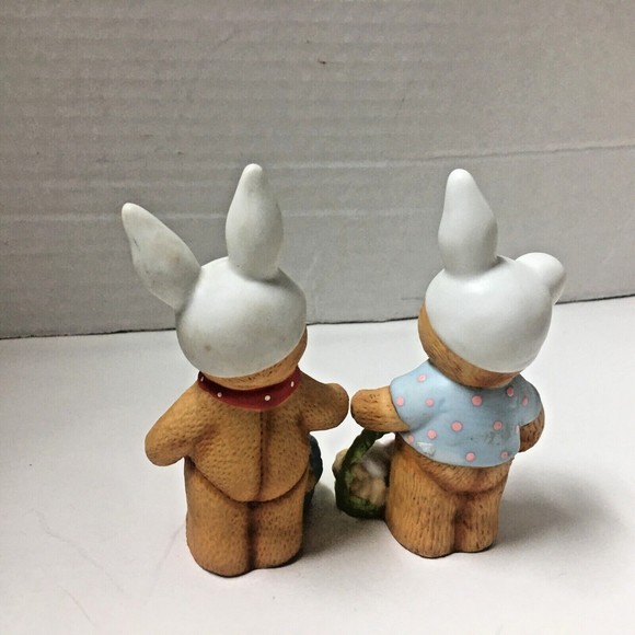 Lot of 2 Vintage 1980 ENESCOs Lucy & Me Bears dressed as the Easter Bunny Rabbit - Picture 2 of 4
